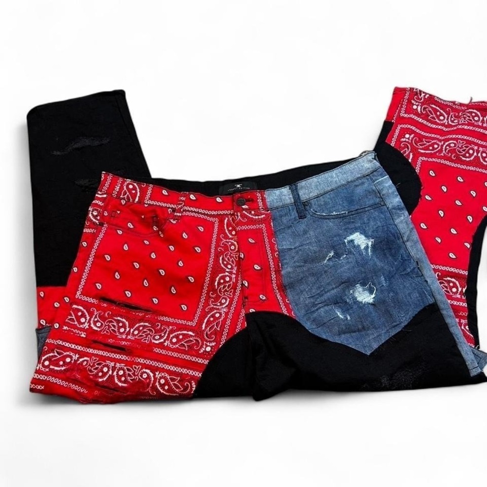 Jordan Craig Red Black Ross Legacy Edition Bandana Patchwork Pants Mens 46x32